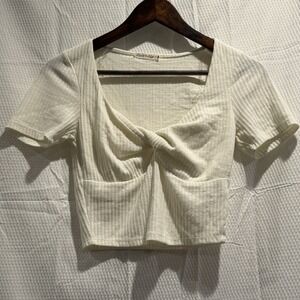 Heart & Hips Ivory Sweetheart Scoop Neck Crop Top Small Whimsygoth Renaissance